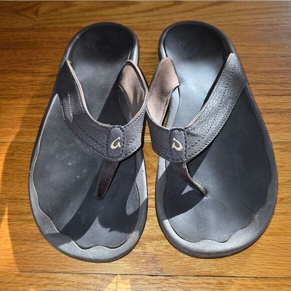 Olukai Brown Flip Flops Womans Size 8 - Picture 2 of 5